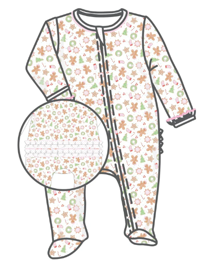 Frosted Wonderland Zip Footie - Pink