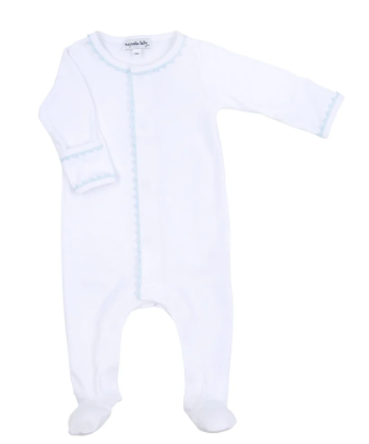 Baby Joy Blue Crochet Trim Footie