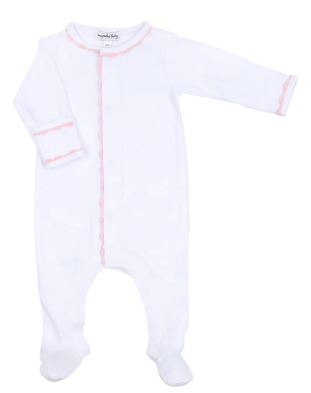 Baby Joy Pink Crochet Trim Footie