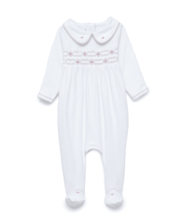 Poppy Smocked Footie - Pink