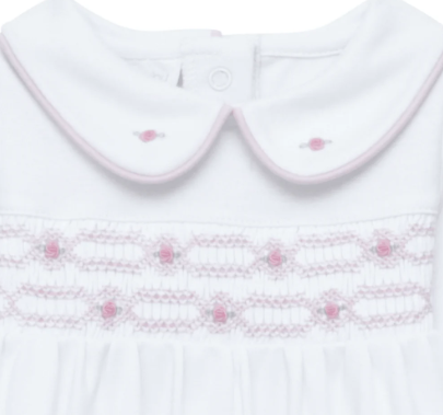 Poppy Smocked Footie - Pink