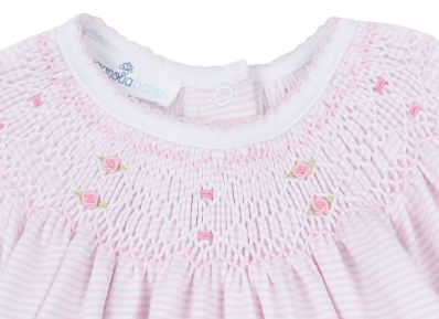 Anna Bishop Smock Pink Stripe Footie