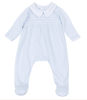 Benjamin Smocked Blue Stripe Footie