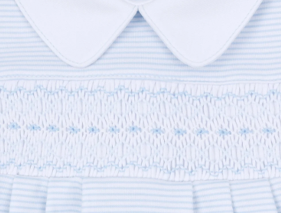 Benjamin Smocked Blue Stripe Bubble