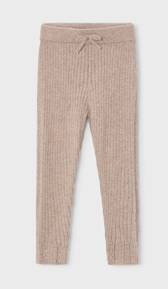 Beige Ribbed Leggings