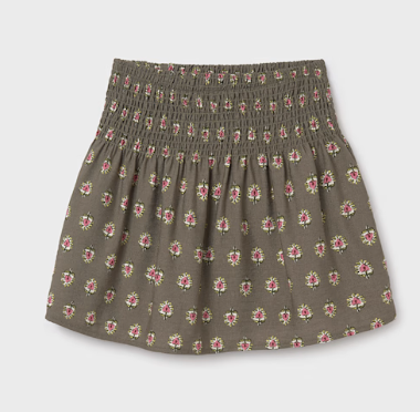 Dark Khaki Printed Skirt