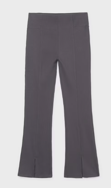Flare Ribbed Leggings - Black