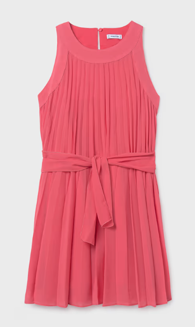 Pleated Dress - Coral