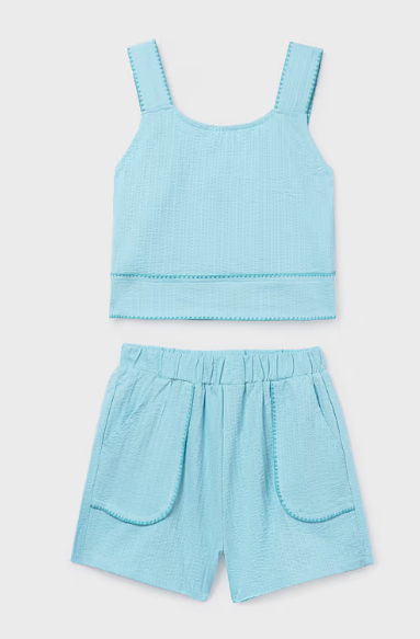 Knit Short Set - Aqua