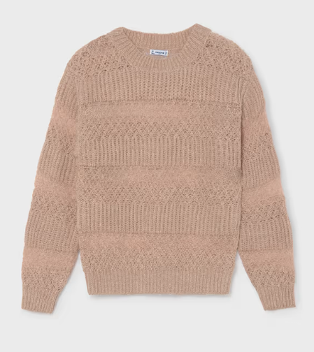 Textured Pointelle Sweater - Pink