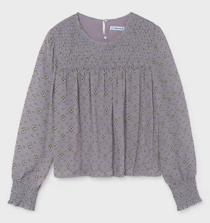 Smocked Chiffon Blouse - Lavender