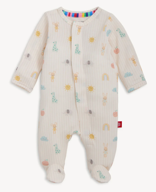 Lullaby Sky Pink Stripe Footie