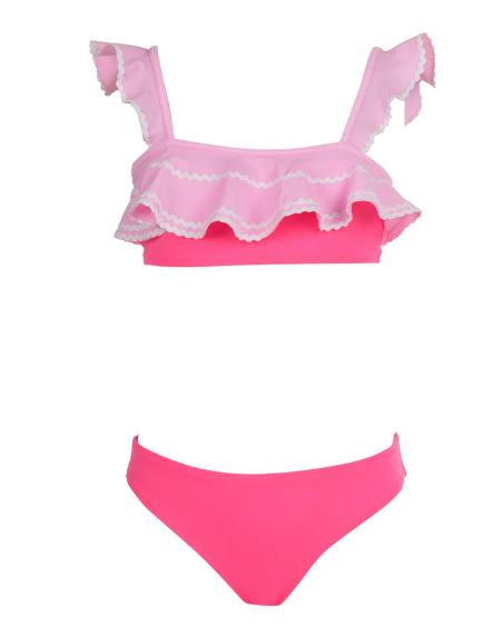 Serenity Pink Ruffle Top 2 Piece Suit