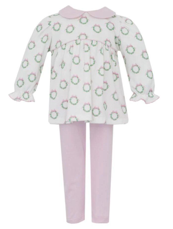 Holiday Pink Wreath Tunic Set