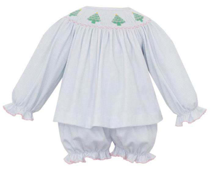 X'Mas Tree Blue Check Bloomer Set