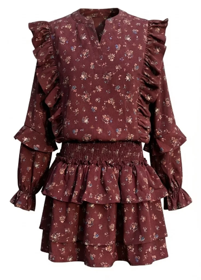 Campbell Floral Burgundy Vintage Dress