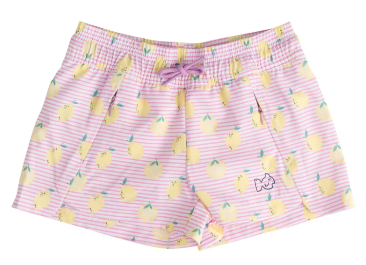 Pink Lemon Stripe Girls Cruiser Short