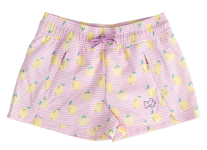 Pink Lemon Stripe Girls Cruiser Short