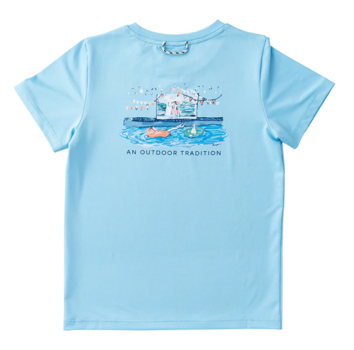 Pool Party Art Perf Tee -Baltic Sea Blue