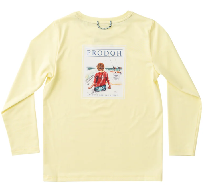 Fishing Boy Art Perf LS Tee - Yellow