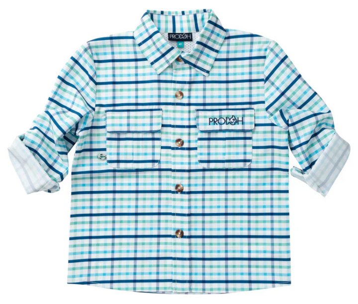 Marine Green Pawleys Plaid Fishing Shirt