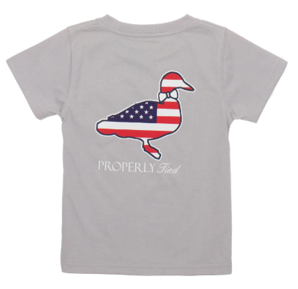 Boys Americana Logo Tee - Ice Grey