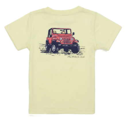 Boys Off Road Jeep Tee - Light Yellow