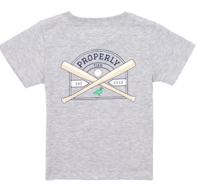 Boys Baseball Shield Tee - Light Grey