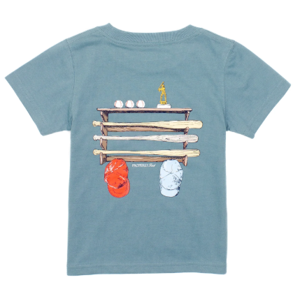 Boys Bat Rack Tee - Steel Blue