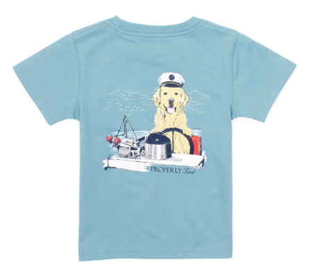 Boys Golden Captain Tee - Coastal Sky