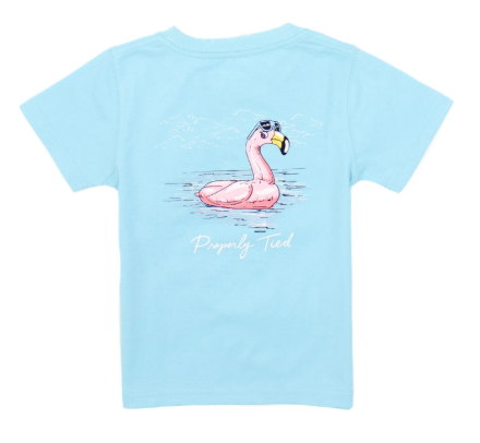 Girls Flamingo Float Tee - Aqua