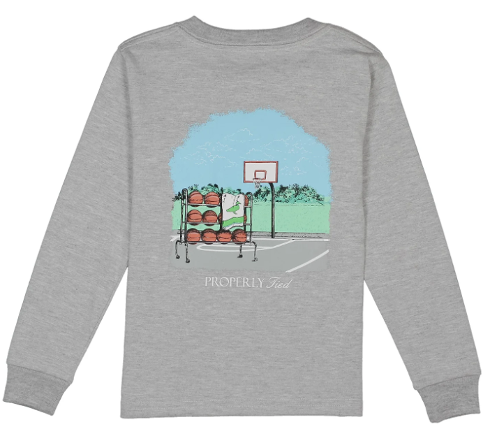 Basketball LS LT Heather Grey Tee