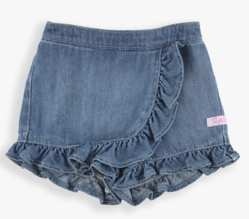 Light Wash Denim Ruffle Skort