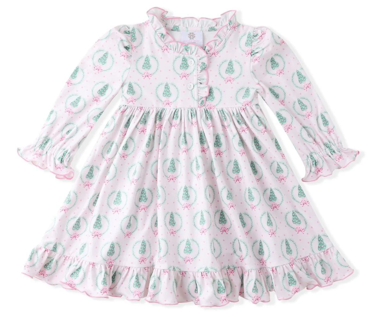 Pink Dress w/Christmas Trees