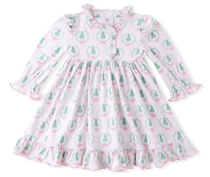 Pink Dress w/Christmas Trees