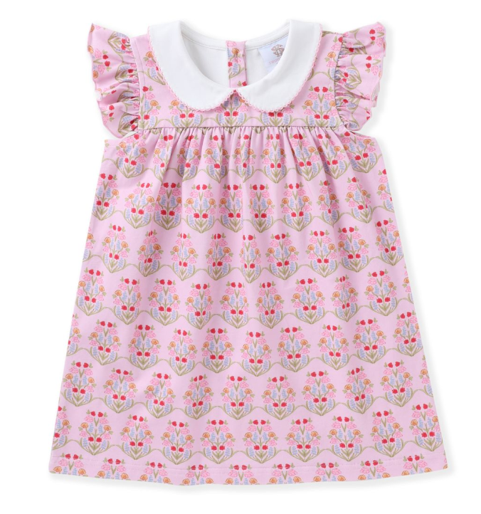 Pink w/Flowers Proper Flutter Dress