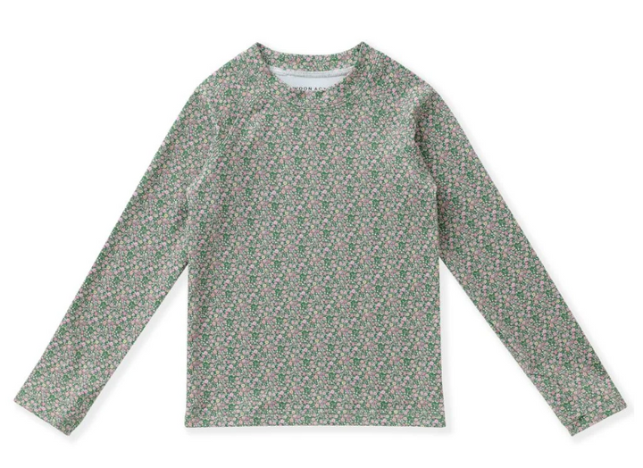 Olive Ditsy Top w/Finger Hole