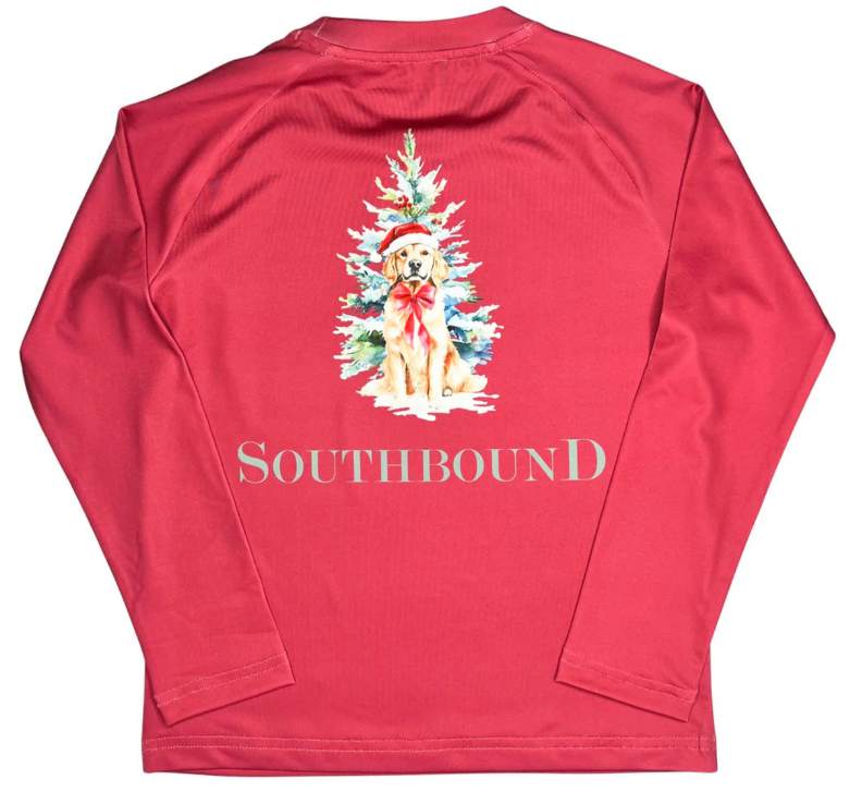 Red Perf Tee - Christmas Pup