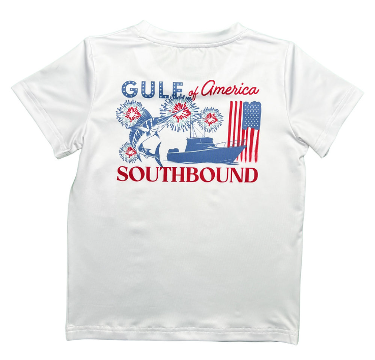 America Fishing Boat Perf Tee - White