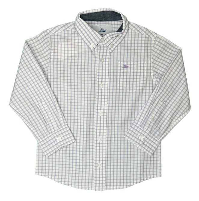 Lavender Plaid Button Down Dress Shirt