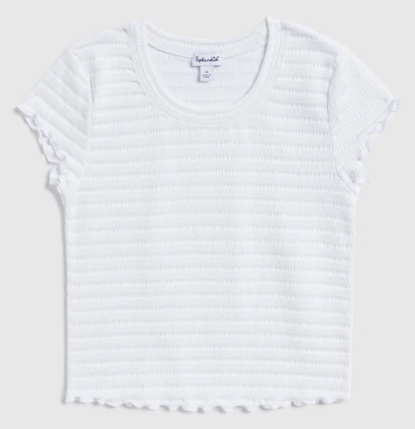 Smocked White Tee