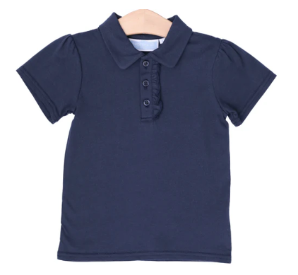 Ruffle Polo - Navy - Girls