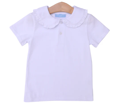 Ruffle Collar Polo - White - Toddler