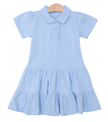 Ruffle Polo Dress - Lt Blue - Girls