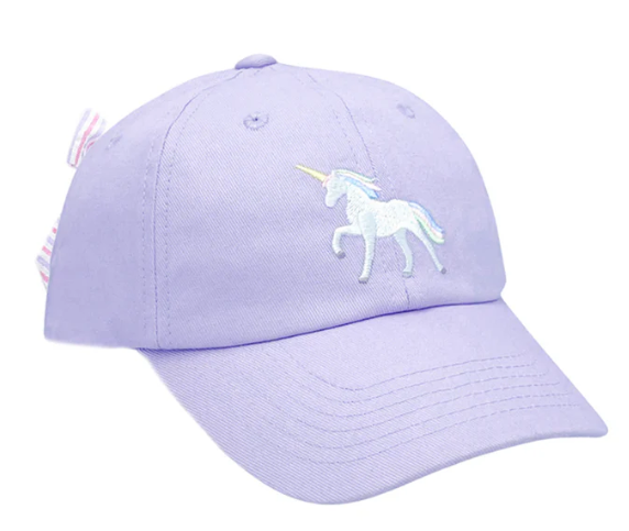 Purple Rainbow Unicorn w/Bow Kids BB Hat