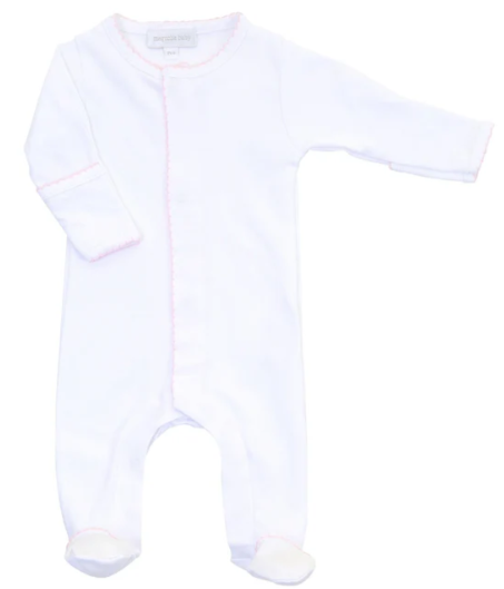 Solid White w/Pink Trim Footie