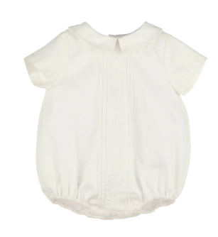 Pintucks Boy Bubble - Ivory