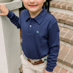 Navy LS Polo - Tween