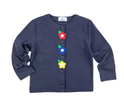 Navy Cardigan w/Flowers - Toddler