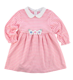 Pink Stripe Dress w/Flowers -Toddler